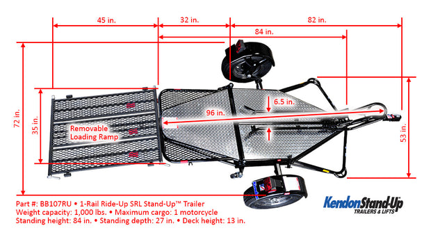 Single Ride-Up SRL Stand-Up™ Motorcycle Trailer