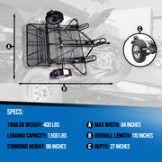 Folding Dirt Bike Trailer, Sport Bike & Scooter Trailer with Jack Stand