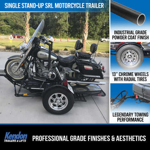Single Ride-Up SRL Motorcycle Trailer with Jack Stand