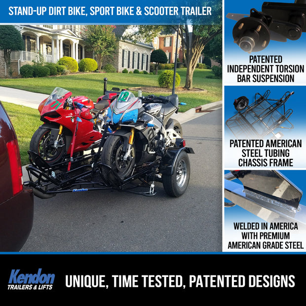 Folding Dirt Bike Trailer, Sport Bike & Scooter Trailer with Jack Stand
