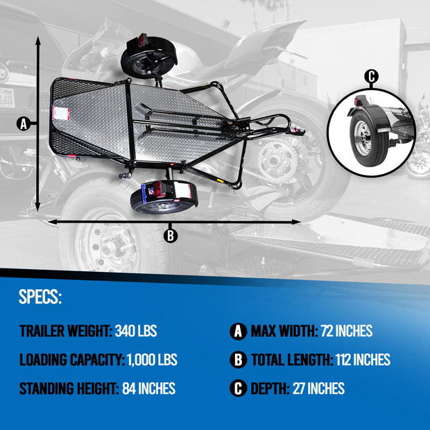 Single Ride-Up SRL Stand-Up™ Motorcycle Trailer