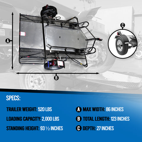 Go! Series Dual Rail Ride-Up Folding Motorcycle Trailer