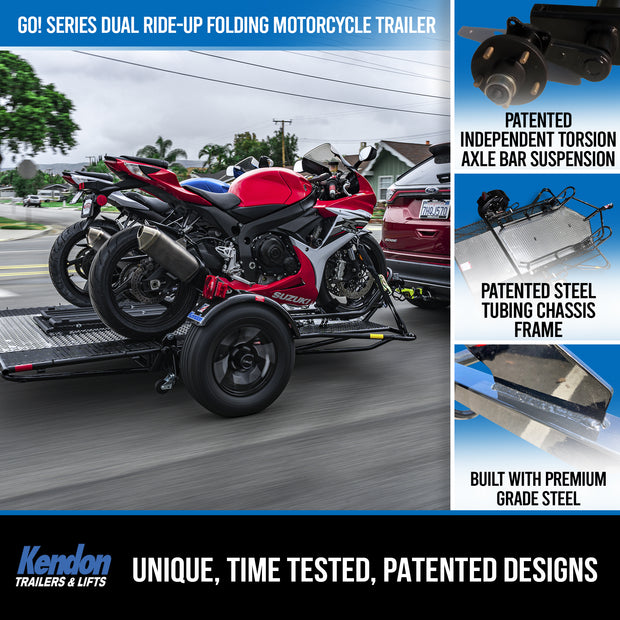 Go! Series Dual Rail Ride-Up Folding Motorcycle Trailer