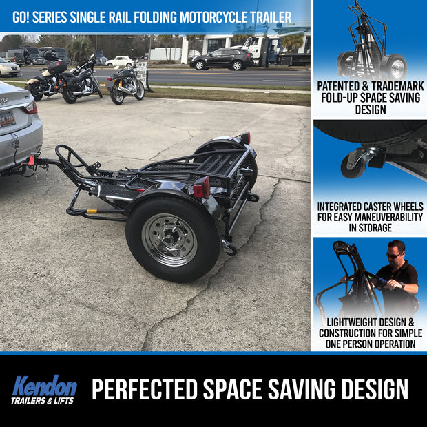 Go! Series Single Rail Folding Motorcycle Trailers