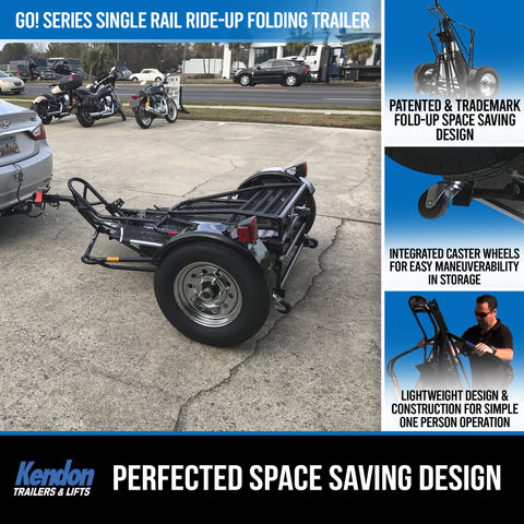 Go! Series Single Rail Ride-Up Folding Motorcycle Trailer