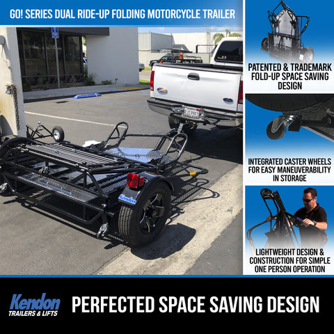 Go! Series Dual Rail Ride-Up Folding Motorcycle Trailer