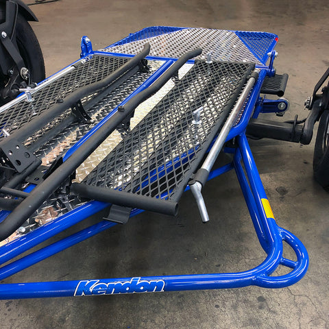 Gloss Blue Single Rail Folding Motorcycle Trailer