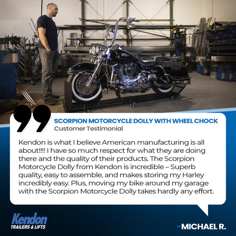 Kendon Folding Scorpion Motorcycle Dolly with Adjustable Wheel Chock