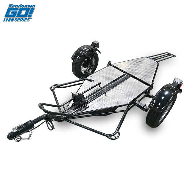 Go! Series Single Stand-Up Motorcycle Trailer Unfolded