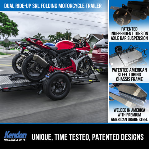 Dual Ride-Up SRL Folding Motorcycle Trailer